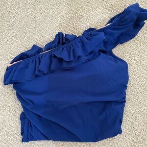 J. Crew Royal Blue One-Shoulder One-Piece